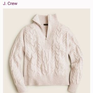J-Crew Women’s Cozy Cable Knit Sweater w Gold Zipper